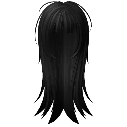 Long Messy Emo Straight Hair Black