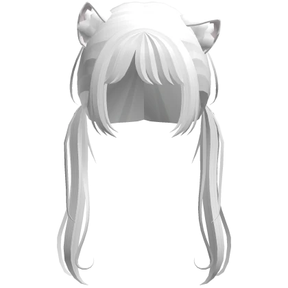 ♡ : white low sleepy pigtails w/ kitty ears