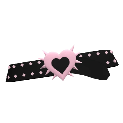 Y2K Pink and Black Spiked Heart Belt 3.0