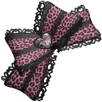 Pink Gyaru Emo Goth Leopard Bow