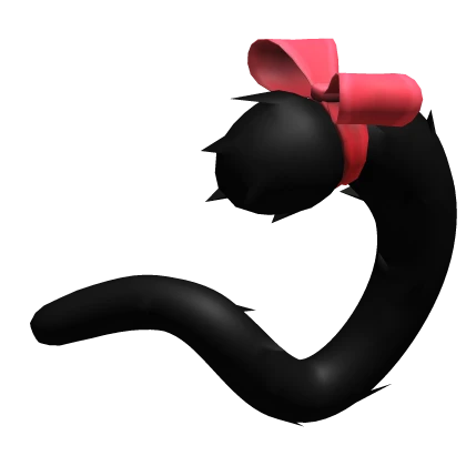 Cute Black Cat Tail With Bow