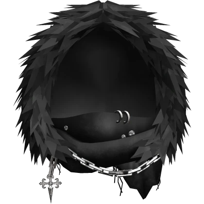 Dark Fantasy Black Winter Hood w/ Scarf