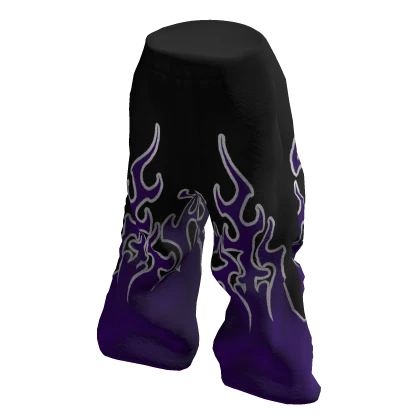 Baggy Flame Sweats Black and Purple