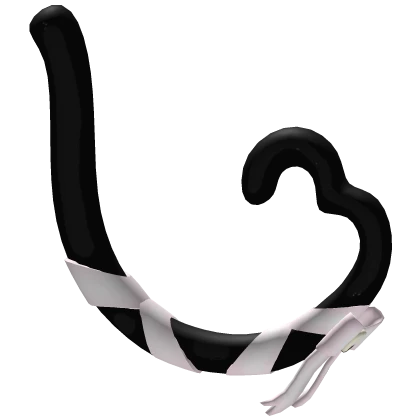 ♡ Black Valentines Heart Cat Tail W Ribbons & Bow