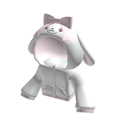 ꒰♡꒱ adorable white bunny hoodie with pink bow