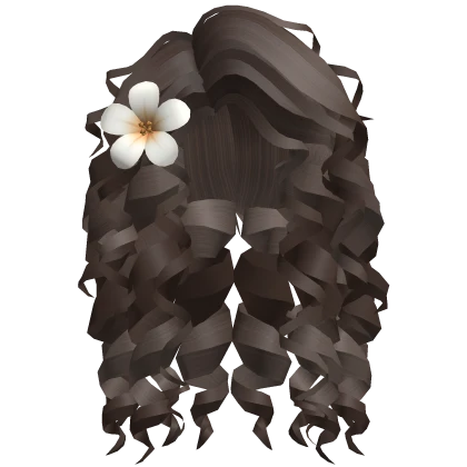 Hawaii Curly Hair with Flower (Dark Brown)