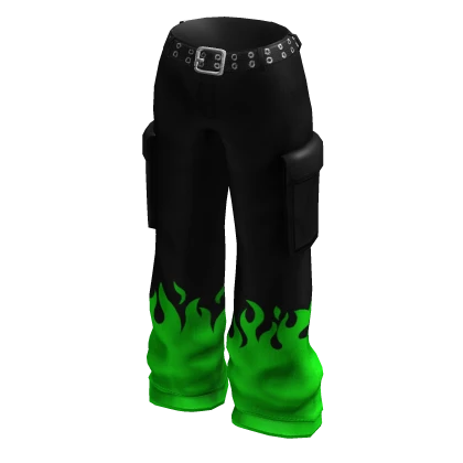 Green Fire Baggy Pants