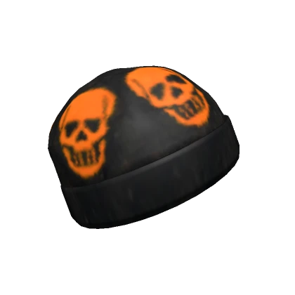 Orange Emo Skull Beanie Grunge