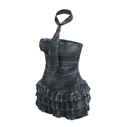Y2K ☆ Denim Ruffled Necktie Mini Dress