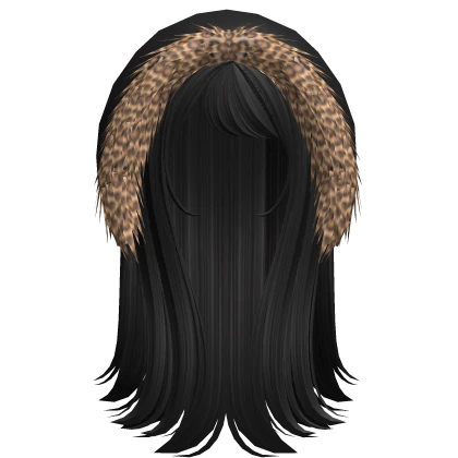 Emo hair w/ Leopard Fur Hood in Black