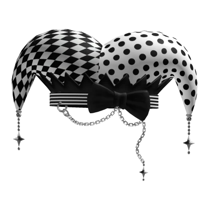 🃏♠️♥️Black Jester Hat with Bow & Chains🃏♠️♥️