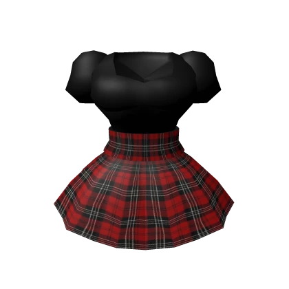 🖤Chibi Doll - Black Square Neck Crop Top w Skirt