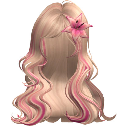 ♡ blonde summer silky waves with pink flower