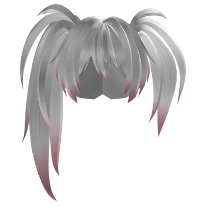Messy Uneven Twintails Hair - White