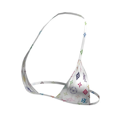♔ 2000s White Multicolor Monogram Bikini Top