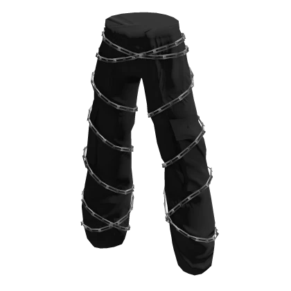 Black Cargo Pants Covered in Chains