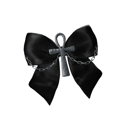 ♱ - Black Gothic Ankh Chained Bow 