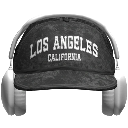 Distressed Backwards Cap with Headphones Black