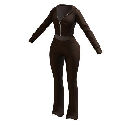 Tracksuit Brown Euina Outfit Flared Pants Crop Top