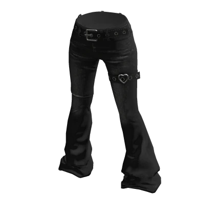 💗Y2K BOOTSCUT JEANS WITH BELT_DARK BLACK