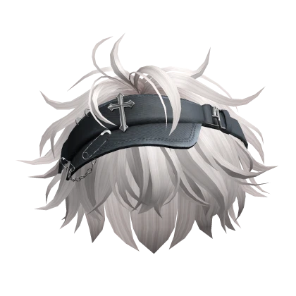Silver Messy Hair w/ Y2k Punk Visor