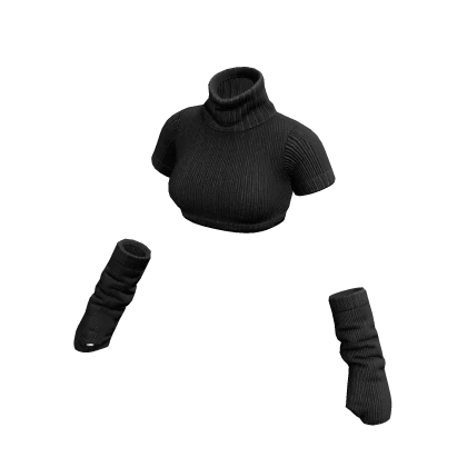 Black Knit Crop Top + Armwarmers