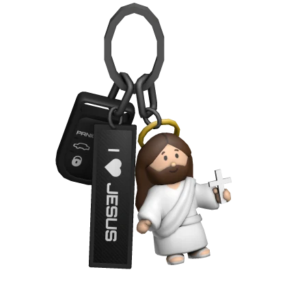  I LOVE JESUS Keychain (white)