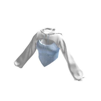 Cropped Corset Hoodie White & Blue