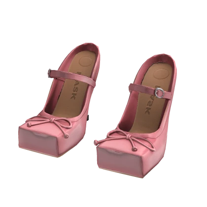 Pink Square-Toe Ballerina Heels (It-Girl Doll)