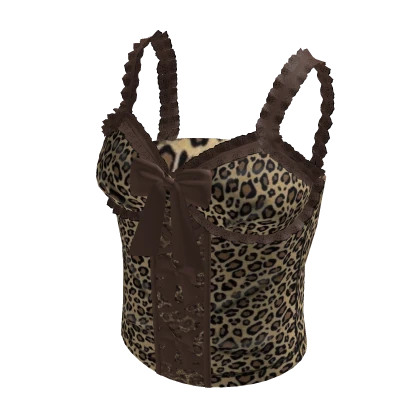 Cute Leopard and Brown Lace Bow Tank Top