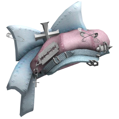 Tilted Punk Bow Cap w/ Piercings (Pink & Blue 1)