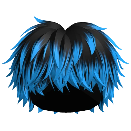 Black Blue Fluffy Messy Emo Boy Hair