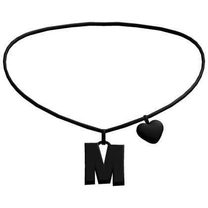 ♡ initial M heart necklace in black (3.0)