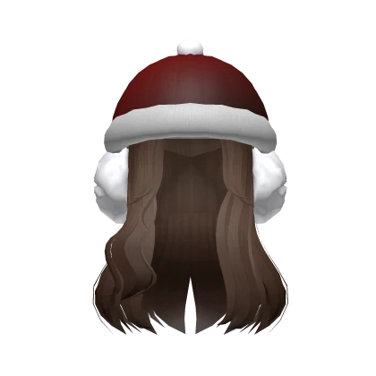  Classic Brown hair with winter Christmas Hat