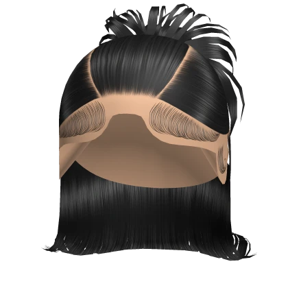 Spiky Y2K Half Up Bun W Barbie Curl in Black