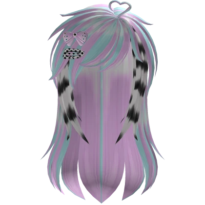 pastel goth scene side bangs racoon tails bow clip