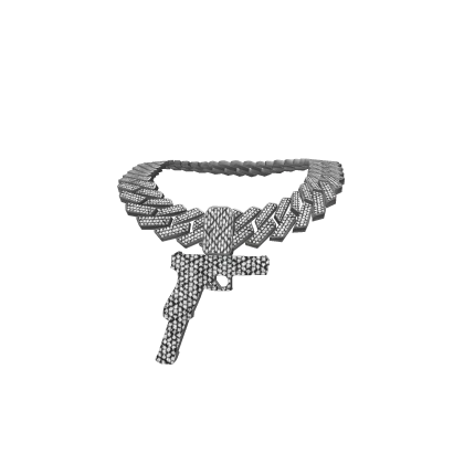 3.0 girl gun chain iced out silver w cuban link 