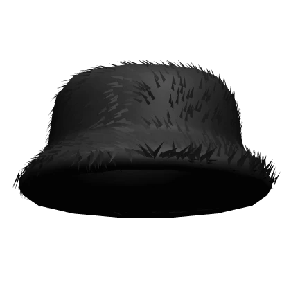 Fluffy Black Y2K Bucket Hat