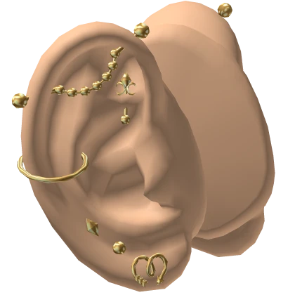 Ears w Gold Piercings Set 3 