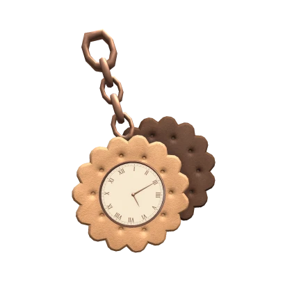 3.0 Brown Cookie Pocket Watch Mori Kei Keychain
