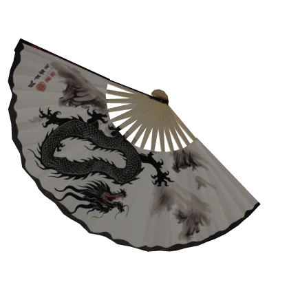 white japanese dragon bamboo folding doma fan