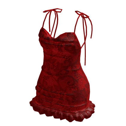 Red Alluring Ruffled Lace Summer Party Dress