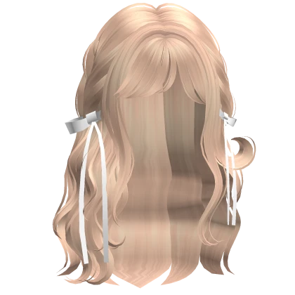 ♡ Wispy Loose Braided Hair w/ White Bows Blonde