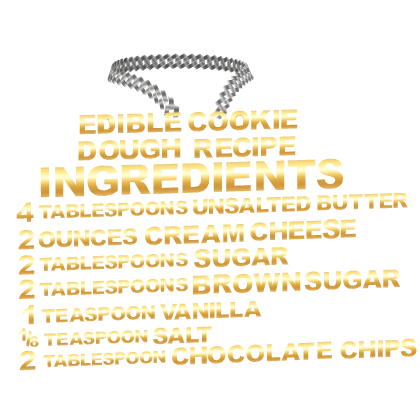 my edible cookie dough recipe on a chain necklace