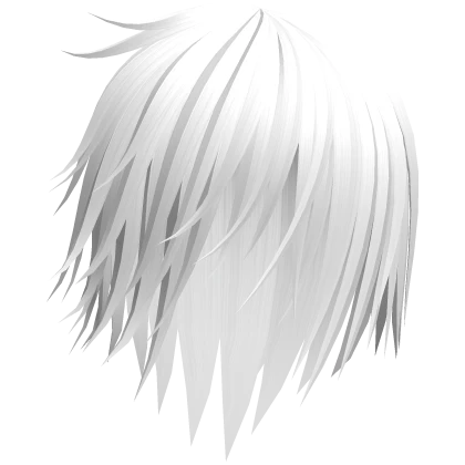 messy long windy anime boy hair in white