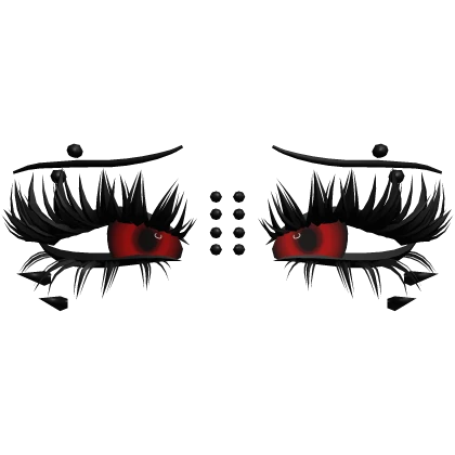 ♡ emo lashes w piercings (red)