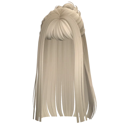 blonde wispy hair straight half down bun