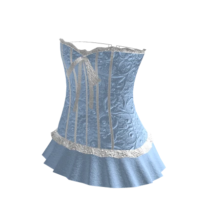 ♡ Blue Vintage Embossed Satin Corset