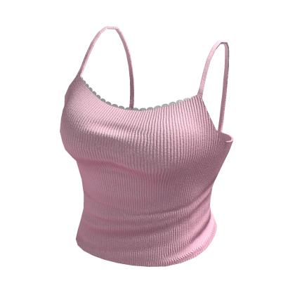Pink Lace Trim Tank Top