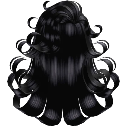 Elegant Side Parted Windy Curl Ended Black Hair